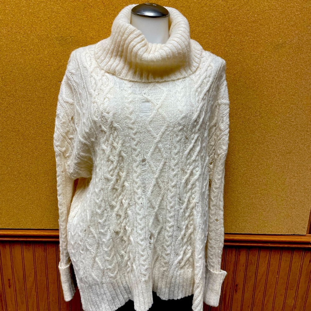 FP Free People destroyed sweater off white